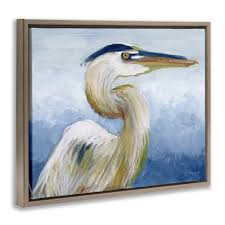 Stupell Heron & Blue Gradient Framed Floater Canvas Wall Art ...