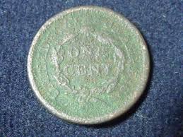 1850 BRAIDED HAIR LARGE CENT, ENVIRO DAMAGED, JUST A FILLER ...