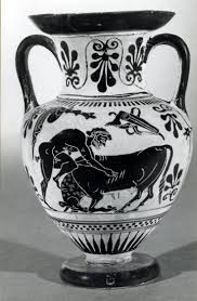 Representación de Heracles y el Toro de Creta, Crátera ...