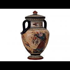 Amphora Vase Achilles and God Bacchus Dionysus Ancient Greek Pottery Ceramic