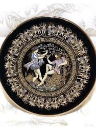 ADIS COPYRIGHT DESIGNS BLACK ROUND PLATE,DIONYSOS, 24K GOLD ...