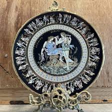 Black/gold Ceramic Plate Greek ,handmade in Greece, 24k Gold ...