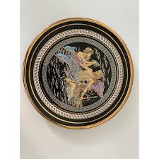 Mid 20th Century Greek Handmade Plate by Strigos With 24kt ...