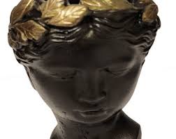 Hand Painted 6-inch Greek Goddess Cement Planters Black ...