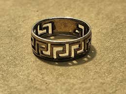 Vintage Sterling Silver 925 Greek Key Cutout Ring Band Size ...
