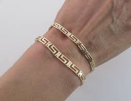 14k Yellow Gold Greek Key Bracelet 7 1/4" , 4 And 5 mm Wide ...