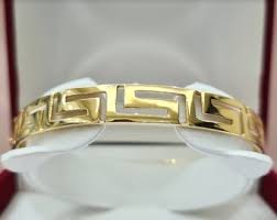 Buy Meander Bangle Bracelet • 14K Solid Yellow Gold • Gold ...