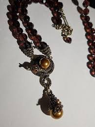 Heidi Daus Orange Snake And Burgandy Beaded Dual Necklace And Earring Set | eBay