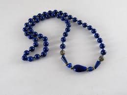 Lapis Lazuli Beads Antique Glasses and Silver Necklace - Etsy