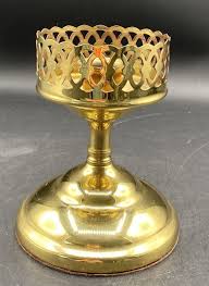 Vintage Copper Craft Bras And Glass Hurricane Taper Candle ...