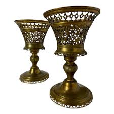 Set of Two Early 20th Century Brass Compote or Candle ...