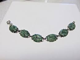 REAL Antique Green Jadeite Jade Bracelet 7.5 inch in Silver ...