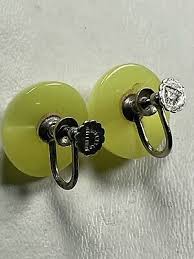 VINTAGE RICHELIEU STERLING SILVER MOONGLOW YELLOW LUCITE SCREWBACK EARRINGS 2671 | eBay
