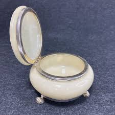 Vintage Italian Alabaster Trinket Jewelry Box Floral Bouquet Round 3” Wide Italy | eBay