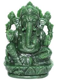 Lord Ganesha In Natural Columbian Green Jade - 1516 gms ...