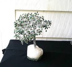 Beaded Crystal Tree Wire Stem Branches White Quartz Base ...