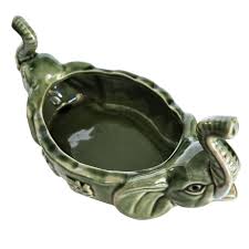 Vintage Majolica Elphant Planter MCM Trunks UP Good Luck Oval 8" | eBay