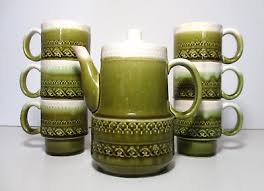 Vintage Mid Century Tea Set Drip Glaze Ceramic Coffee set stacking cups | eBay