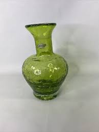 Vintage 1980'S Blenko Crackle Glass Art Vase 7.5" Lime/Green | eBay
