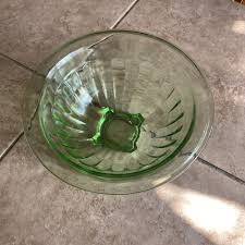 Vintage Green Tinted Glass Serving Bowls, Square Base. GUC ...