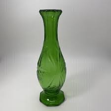 Vintage Green Glass Vase with Star Design #270 | eBay