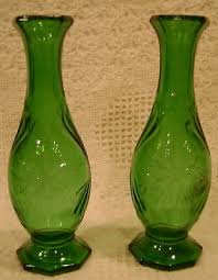 Vintage Christmas Green 8 pt Star Vase Set Cut Pressed | eBay