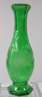 VTG Green Depression Vase Starburst Embossed 7" Mini Bud ...