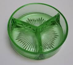 Vintage Green Divided Depression Glass Dish EUC! | eBay