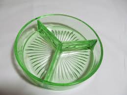 Green Depression Glass Three Part Nut Dish - Etsy Canada