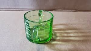 Vintage Anchor Hocking Green Vaseline Block Optic Glass ...