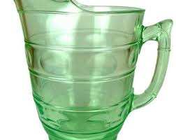 Vintage Depression Era Vaseline Glass Pitcher W Ice Lip ...