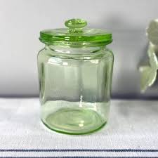 Vintage Green Uranium Glass ~ Covered Jar ~ Green Vaseline Depression Glass Small 4” Container ~ UV Reactive - Etsy