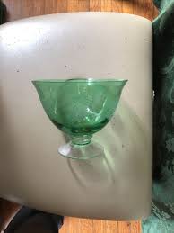 Vintage 60s Green Bowl With Clear Footed Base & Frosted ...
