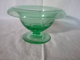 Green Depression Glass Pedestal Bowl With Rolled Edges ...