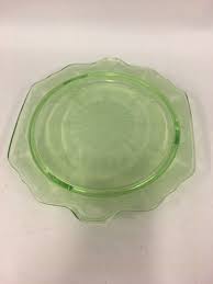 VAC- Anchor Hocking Glass Green Cameo Bread Plate 6 inch. For Sale at Ruby Lane