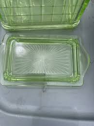 Vintage Block Optic Green Depression Vaseline Uranium ...