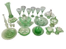 Sold at Auction: Green Depression Glassware