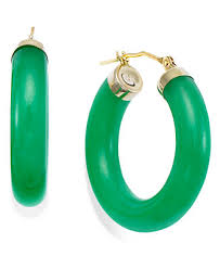 Macy's Jade Hoop Earrings in 14k Gold (27-1/2mm) - Macy's