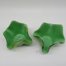 Fused Green Glass Tea Light Candle Holder Set of 2 | eBay