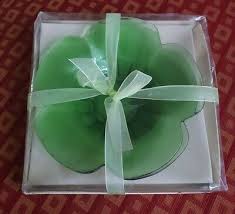luminessence Candles : Dish green Glass Flower 6 inch includes candle new | eBay