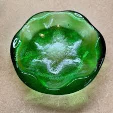 BLENKO | Accents | Vintage Blenko Handcrafted Thick Green Textured Glass Ashtray | Poshmark