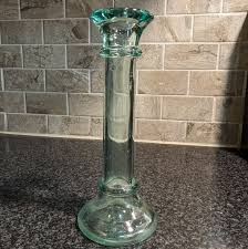 Green Glass 7.75" Tall Hollow Candle Stick | eBay