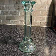 Green Glass 7.75" Tall Hollow Candle Stick | eBay