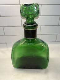 VINTAGE Empoli Blown Glass Green Art Decanter with Stopper ...
