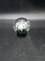 Art Glass Paper Weight With White Flower | eBay