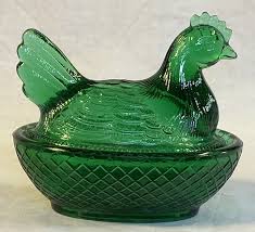 Boyd Art Glass 3” Hen / Chicken On Nest Columbia Green #168 Made 2-13-2003 GLOWS | eBay