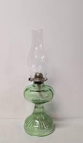 Sold at Auction: Old Green Depression Oil Lamp