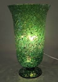 Vase Glass Mosaic Green Flower Arrangement Centerpiece ...