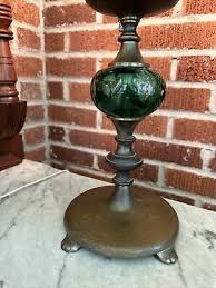 VTG/Antique Art Deco Cast Iron Green Cut Glass Electric Candelabra Table Lamp | eBay
