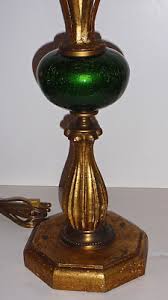 Hollywood Regency Italian Green Crackle Glass Table Lamp w Gold Leaf Mountings | eBay